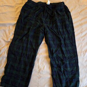 LL Bean Blue and Green Scotch Plaid Flannel Pajama Pants Size XL
